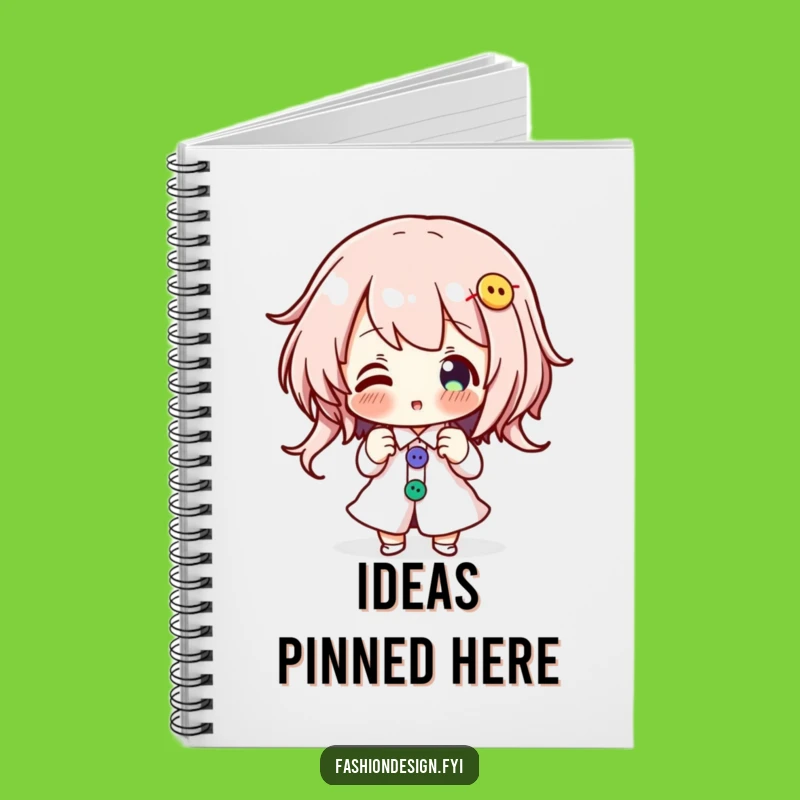 Funny Button Pinning Notebook - Enthusiastic Character's Idea Journal