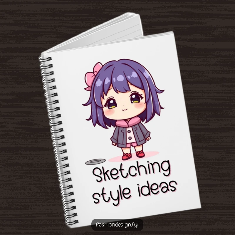 Funny notebook cover featuring a beaming character admiring a colorful mannequin, symbolizing inspiration and fashion sense.