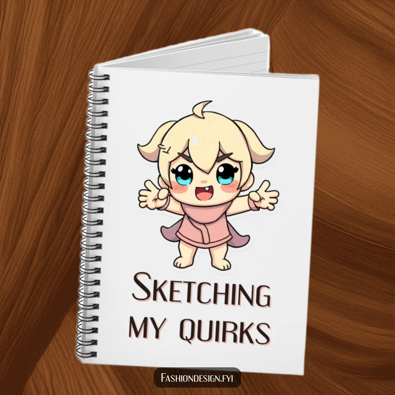 Funny Model Notebook with a character in a dramatic, funny pose, perfect for jotting down fashion ideas, notes, and creative plans.