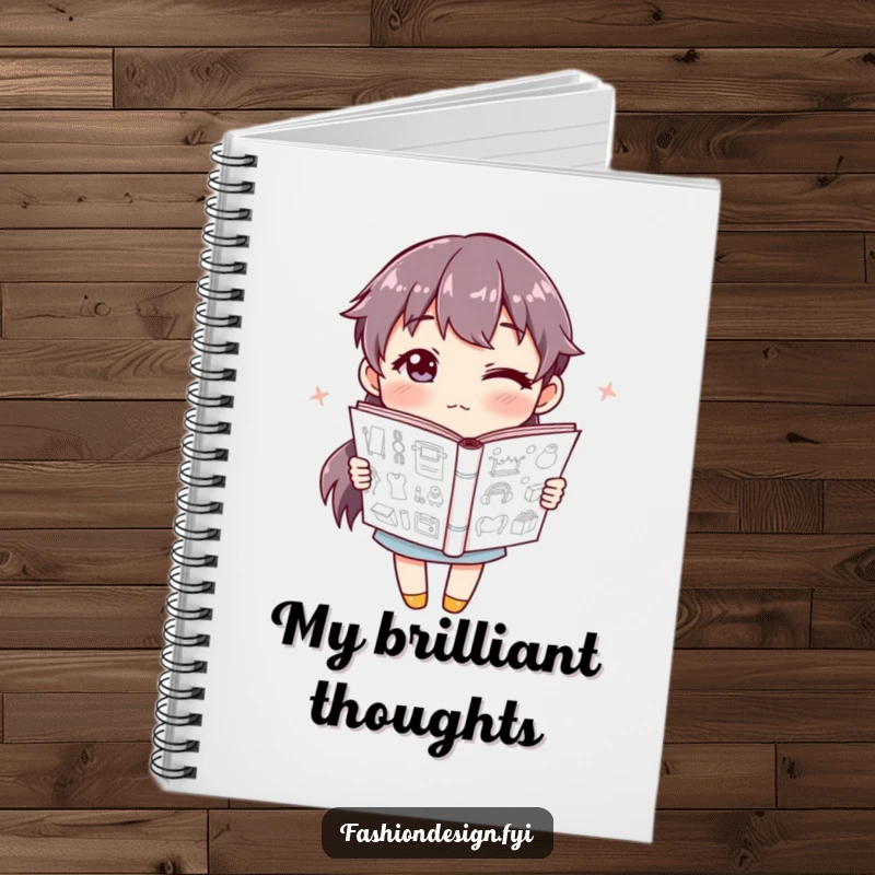 Funny Notebook with a winking character holding a sketchbook filled with designs, perfect for artists and writers.