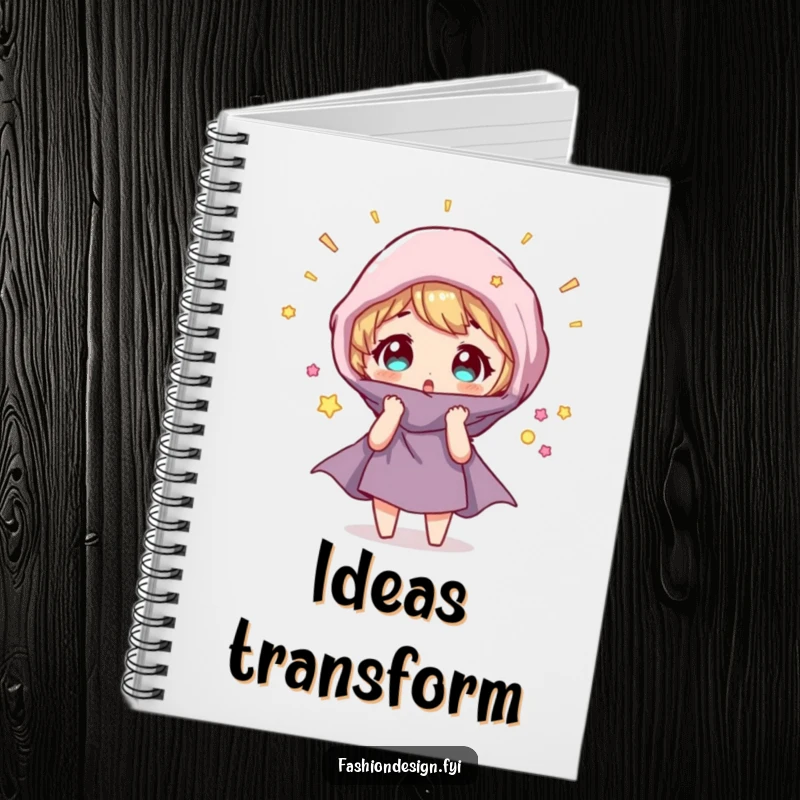 Funny Notebook: Character looks surprised as a fabric swatch magically transforms, ideal for notes and magical musings.