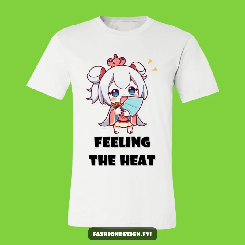 Funny Fanning Tee: Surprised by heat, a cool funny gift for hot weather.