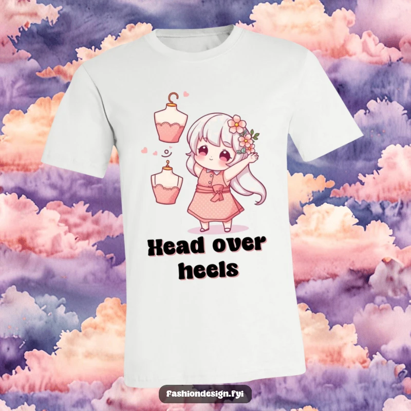 Funny Florist T-Shirt: A whimsical character tosses a flower-decorated mannequin head, a funny gift for flower lovers.