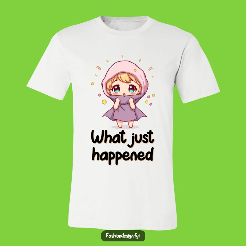 Funny Magical Fabric T-Shirt: Surprised Character, Whimsical Humorous Gift