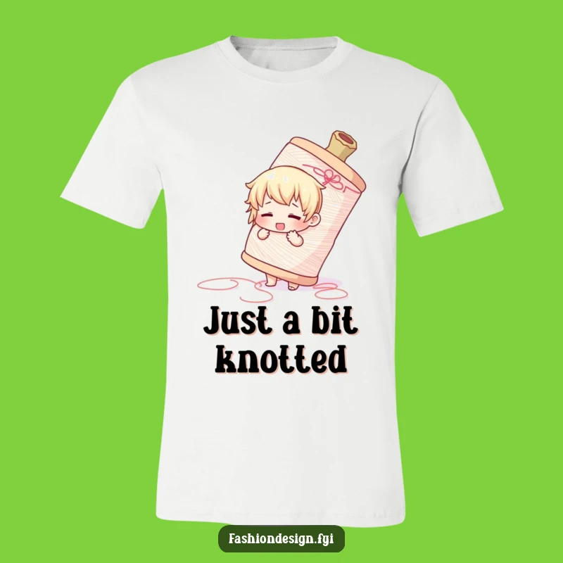 Funny Thread Struggle T-Shirt - Cute Character's Giant Spool Tee