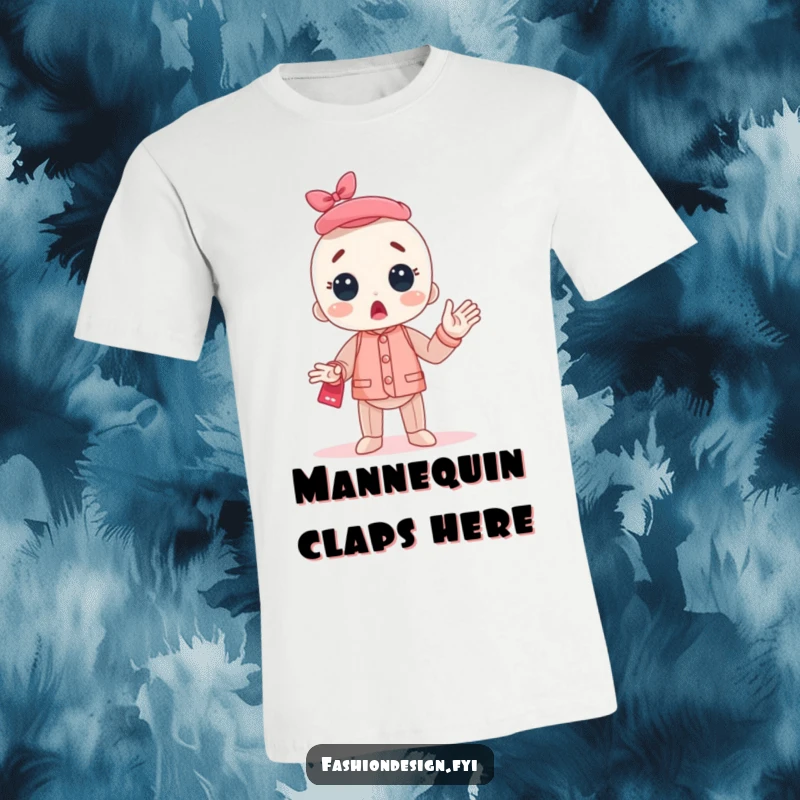 Funny Mannequin T-Shirt featuring a character erupting in surprised applause, conveying shock and appreciation for achievements.