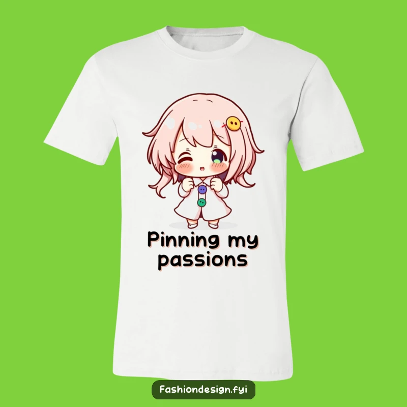 Funny Button Pinning T-Shirt - Energetic Character's Crafty Tee