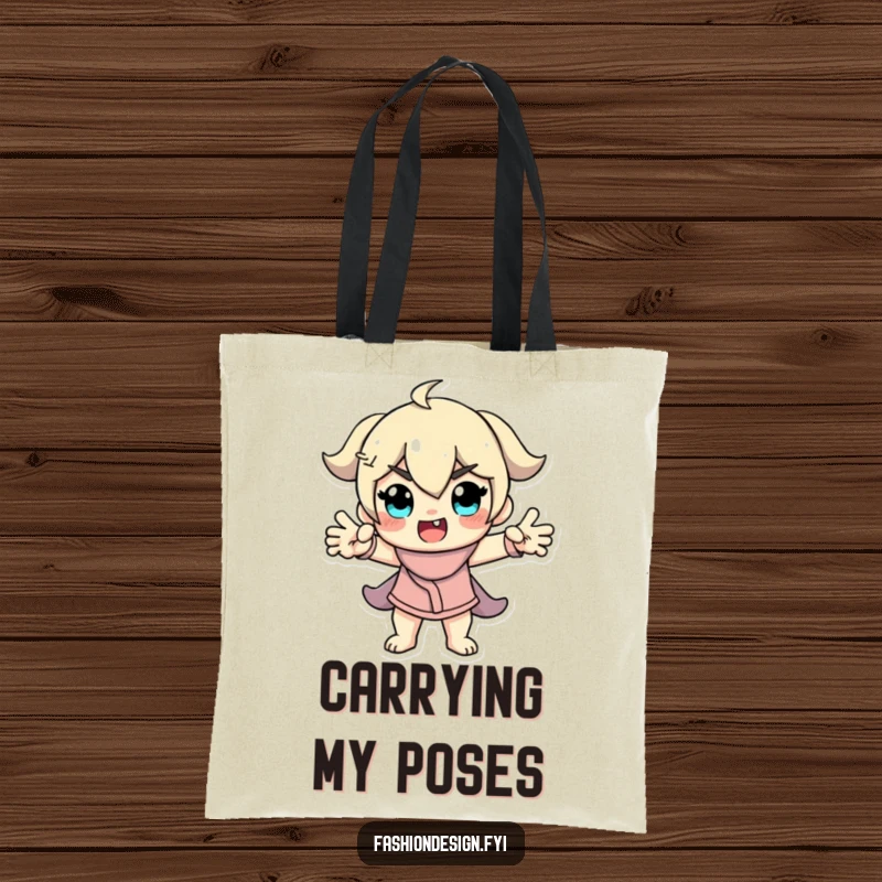 Funny Model Tote Bag showcasing a character striking a dramatic and funny pose, perfect for fashionistas to carry their belongings stylishly.