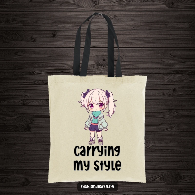Funny tote bag featuring a confident character presenting a stylish outfit, a practical fashion accessory.