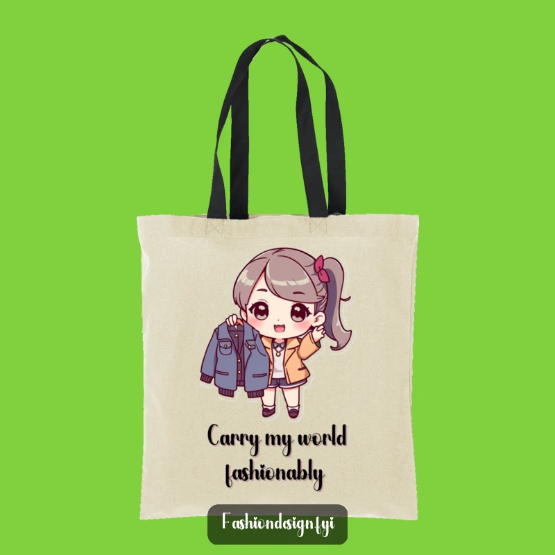 Funny Fashionista Tote Bag: Stylish Character with New Garment, Chic Humorous Gift