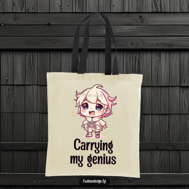 Funny Designer Tote Bag: A giggling character sketching a bizarre outfit, ideal for carrying art supplies, fashion magazines, or daily essentials.