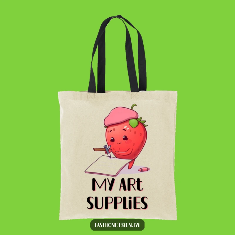 Funny Strawberry Beret Tote Bag: Artistic and Hilarious Carry-All Gift