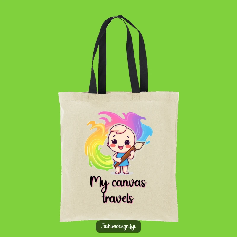 Funny Artist Tote Bag: Paintbrush & Swirls - Carry Your Colors!