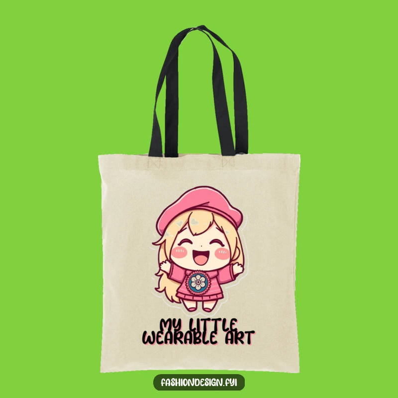 Funny Beret Patch Tote Bag: Joyful Character Art for Everyday Adventures