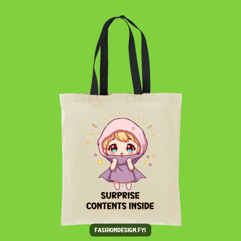 Funny Magical Fabric Tote Bag: Surprised Character, Carry-All Humorous Gift
